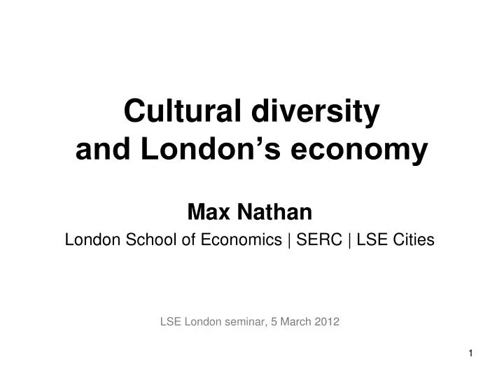 cultural diversity and london s economy