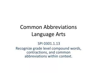 Common Abbreviations Language Arts