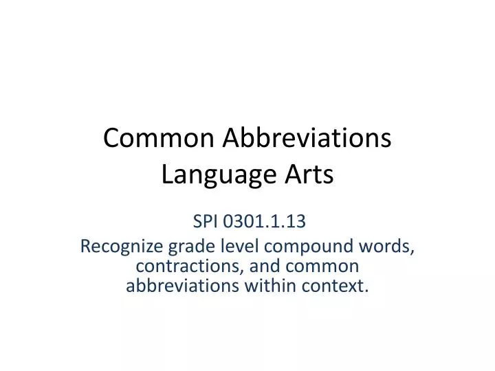 common abbreviations language arts