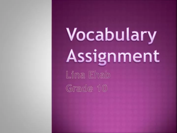 vocabulary assignment
