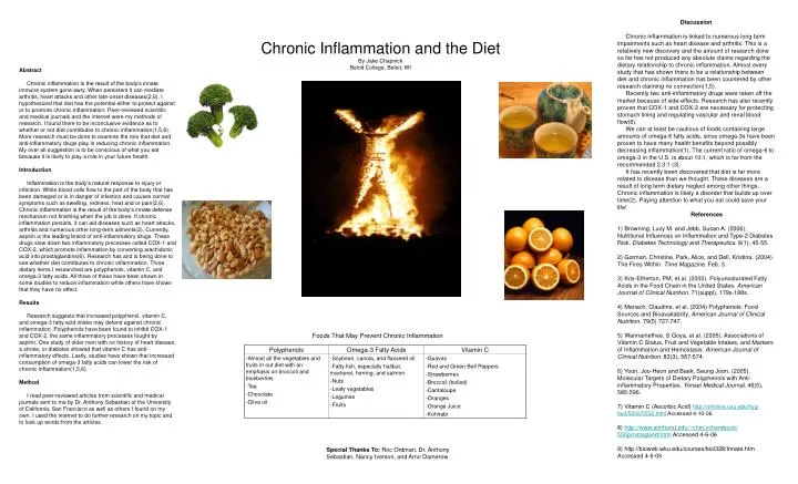 chronic inflammation and the diet by jake chapnick beloit college beloit wi