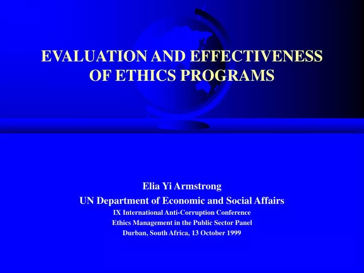 evaluation and effectiveness of ethics programs