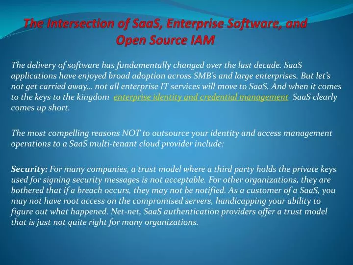 the intersection of saas enterprise software and open source iam