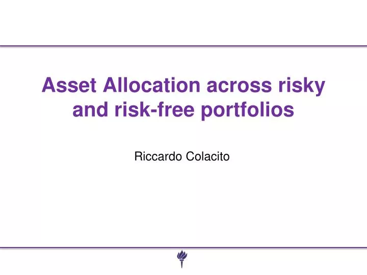 asset allocation across risky and risk free portfolios