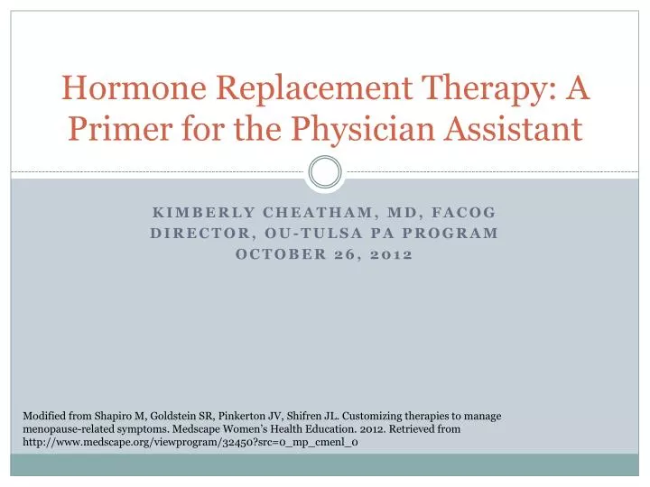 hormone replacement therapy a primer for the physician assistant