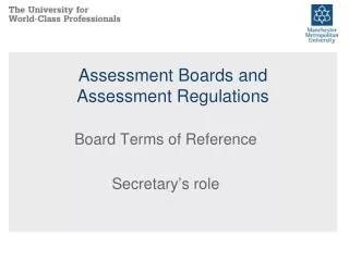 Assessment Boards and Assessment Regulations