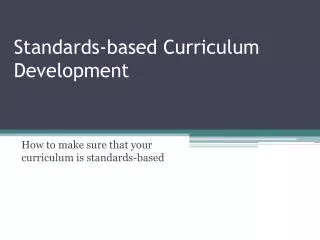 Standards-based Curriculum Development