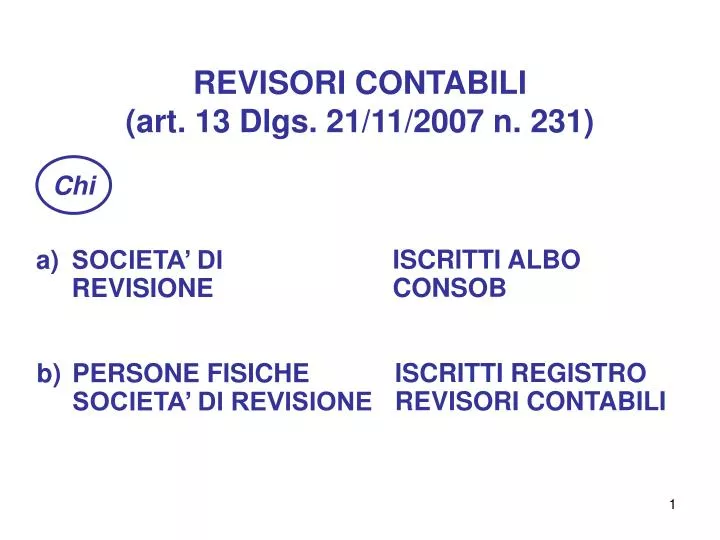 revisori contabili art 13 dlgs 21 11 2007 n 231