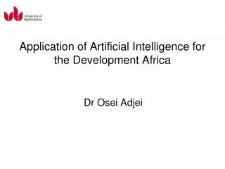 Application of Artificial Intelligence for the Development Africa