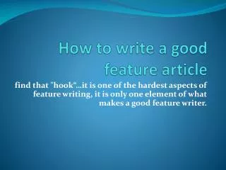 How to write a good feature article