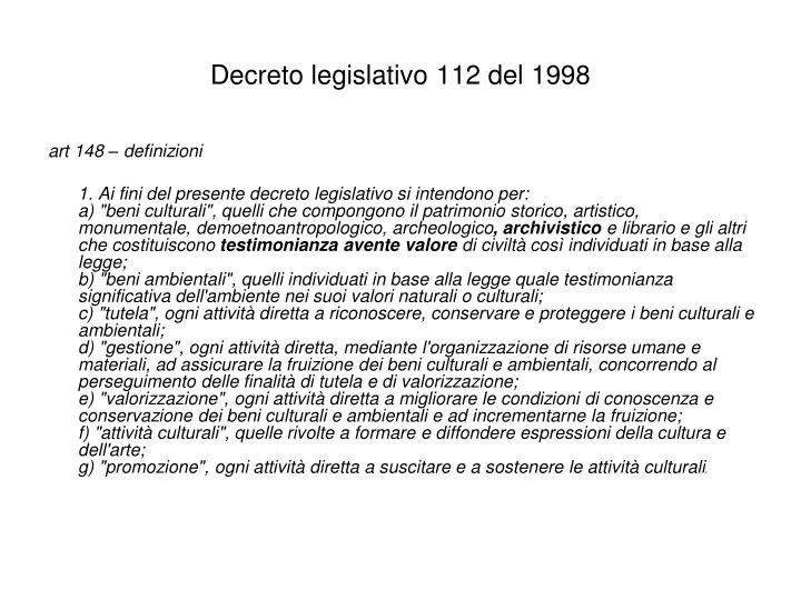 decreto legislativo 112 del 1998