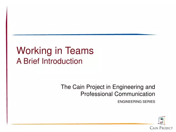 working in teams a brief introduction