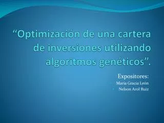 optimizaci n de una cartera de inversiones utilizando algoritmos gen ticos