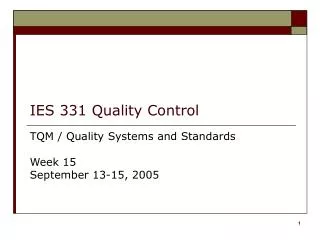 IES 331 Quality Control