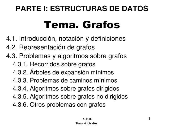 parte i estructuras de datos tema grafos