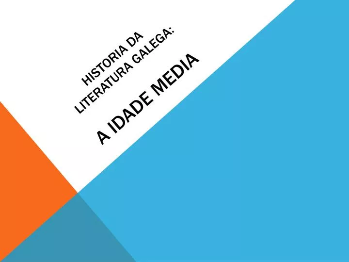 historia da literatura galega a idade media