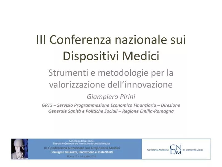 iii conferenza nazionale sui dispositivi medici