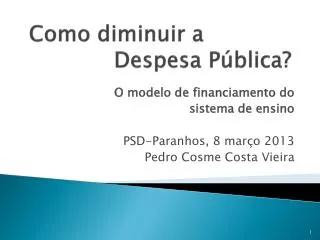 como diminuir a despesa p blica