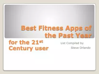 Best Fitness Apps of the Past Y ear