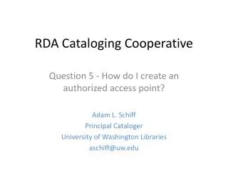 RDA Cataloging Cooperative