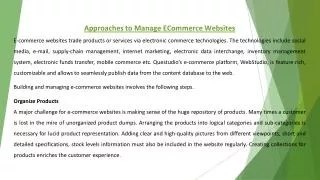 Approaches to Manage ECommerce Websites