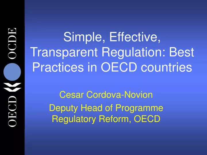 simple effective transparent regulation best practices in oecd countries