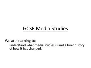 GCSE Media Studies