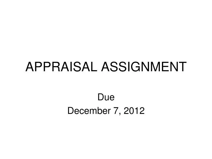 appraisal assignment
