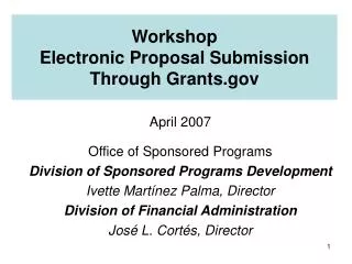 Workshop Electronic Proposal Submission Through Grants