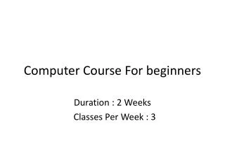 Computer Course For beginners