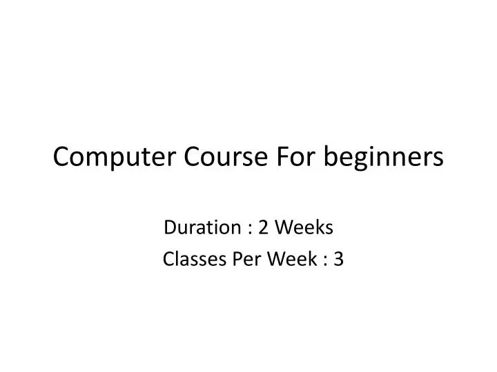 computer course for beginners