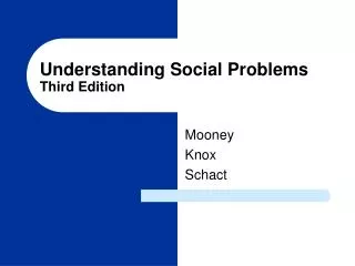 Understanding Social Problems Third Edition