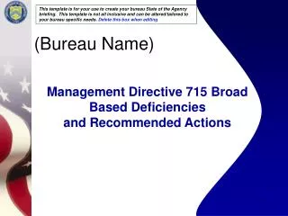 Management Directive 715 Broad Based Deficiencies and Recommended Actions