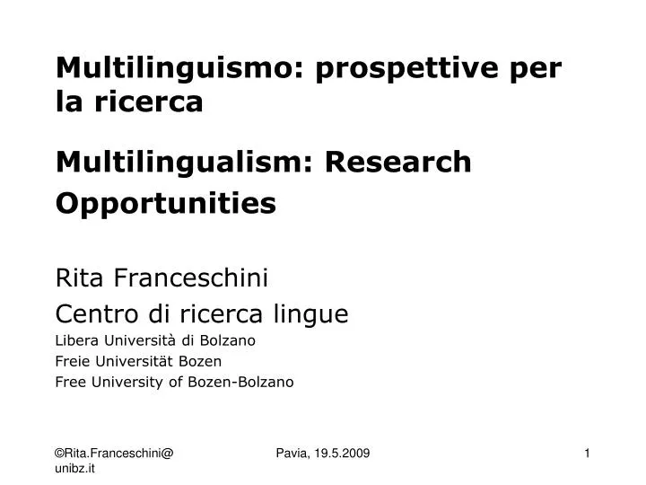 multilinguismo prospettive per la ricerca