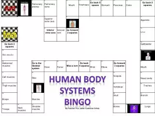 Human body systems Bingo