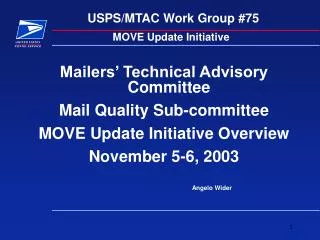 USPS/MTAC Work Group #75