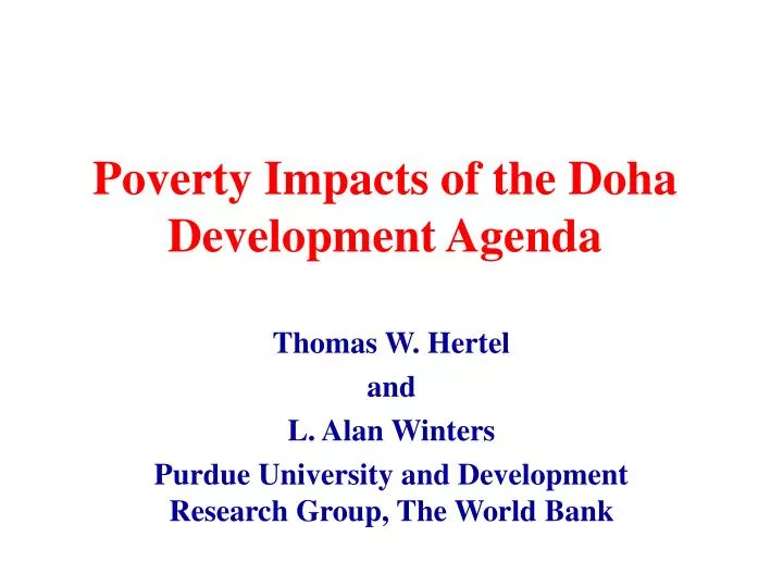 poverty impacts of the doha development agenda