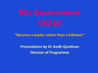 BSc Government CK210