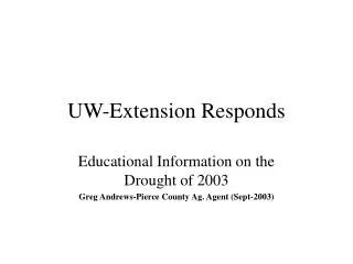 UW-Extension Responds