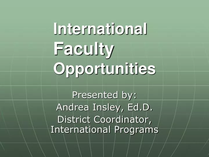 international faculty opportunities