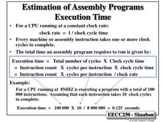 Estimation of Assembly Programs Execution Time