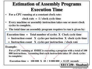 estimation of assembly programs execution time