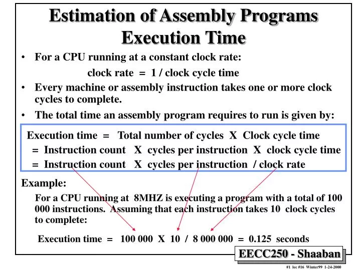 estimation of assembly programs execution time