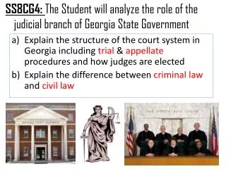 SS8CG4: The Student will analyze the role of the judicial branch of Georgia State Government