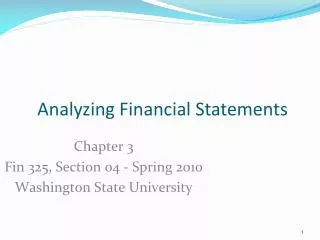 Analyzing Financial Statements