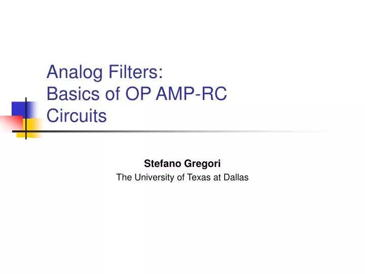 analog filters basics of op amp rc circuits