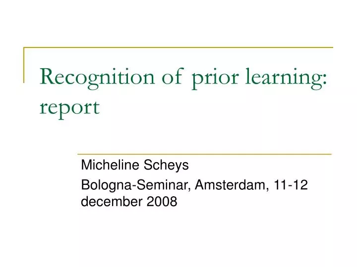 recognition of prior learning report