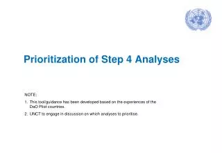 Prioritization of Step 4 Analyses