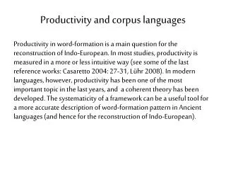 Productivity and corpus languages