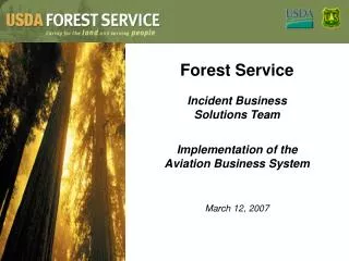 Forest Service Incident Business Solutions Team Implementation of the Aviation Business System
